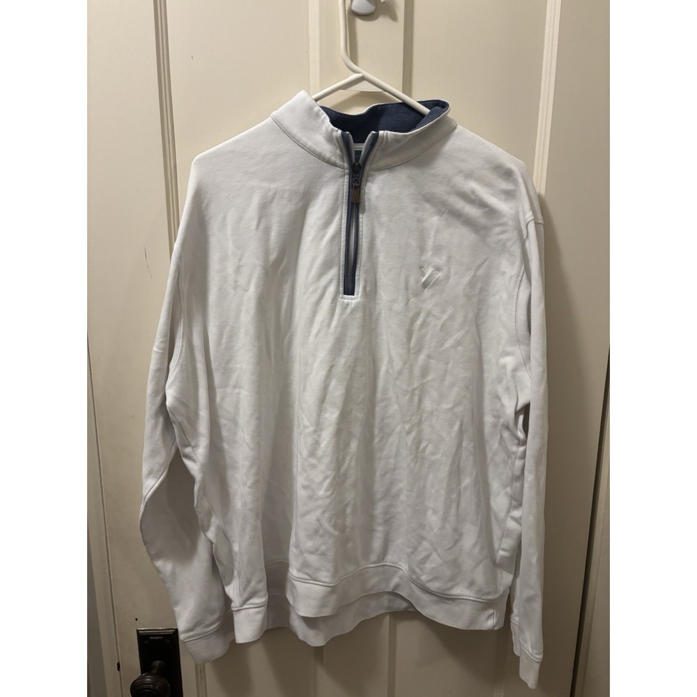 Johnnie O Pullover Men Xl White Sully Quarter Zip Sweater Logo